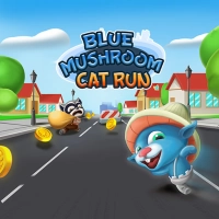 Corrida De Gato Cogumelo Azul captura de tela do jogo