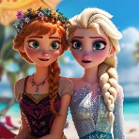 elsa_and_anna_beach_selfie રમતો