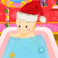 elsa_bathing_baby_santa Ойындар