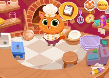 Schattige Virtuele Kat in Restaurant schermafbeelding van het spel